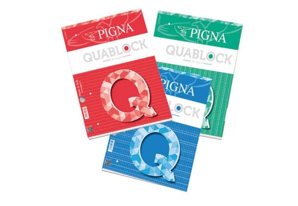 Immagine di Blocco Quablock Original - collato - A5 - 4 mm - 80 gr - 50 fogli - 4 fori - Pigna