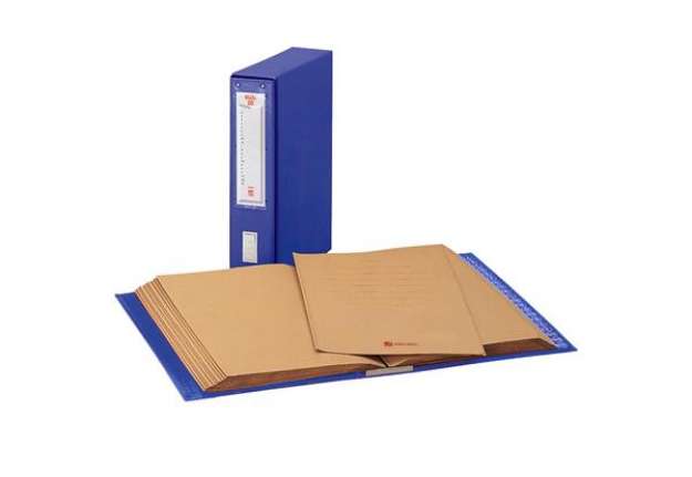 Immagine di Classificatore alfabetico Mec - 20 cartelline 3 lembi - 23 x 32 cm - dorso 8,5 cm - blu - King Mec