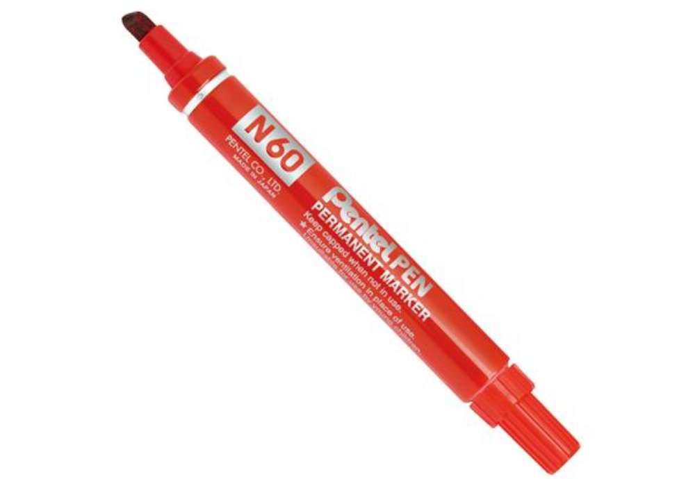 Immagine di Marcatore permanente N60 - punta scalpello - rosso - Pentel