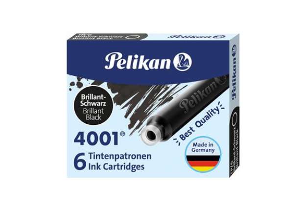 Immagine di Cartucce inchiostro 4001 (TP/6) -  lunghezza 39mm - nero - Pelikan  - conf. 6 pezzi