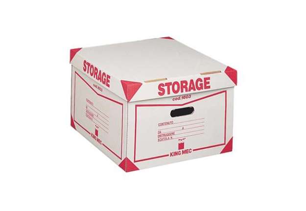 Immagine di Scatola Storage - con coperchio - 38,5x26,4x39,7 cm - bianco e rosso - Esselte Dox