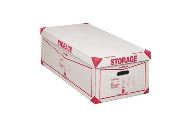 Immagine di Scatola Storage - con coperchio - 38,5x26,4x75,5 cm - bianco e rosso - Esselte Dox
