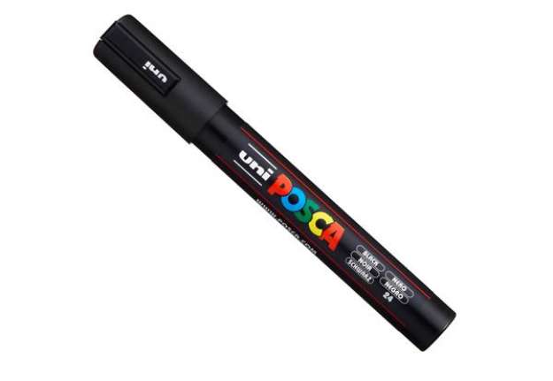 Immagine di Marcatore a base d'acqua Uni Posca PC5M  - punta tonda media da 1,8mm a 2,5mm - nero - Uni Mitsubish