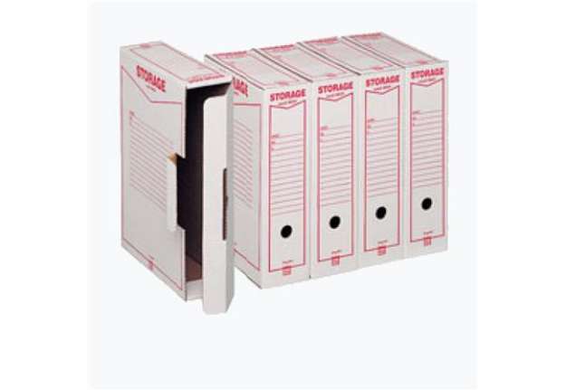 Immagine di Scatola archivio Storage - A4 - 8,5x31,5x22,3 cm - bianco e rosso - Esselte Dox