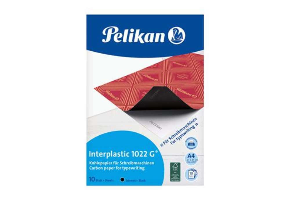 Immagine di Carta carbone Interplastic 1022G - A4 - nero - Pelikan - conf. 10 fogli