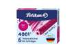 Immagine di Cartucce inchiostro 4001 (TP/6) - lunghezza 39mm - rosa - Pelikan  - conf. 6 pezzi