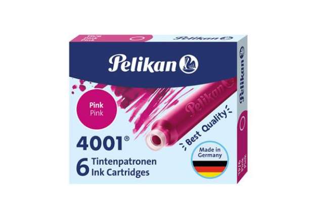 Immagine di Cartucce inchiostro 4001 (TP/6) - lunghezza 39mm - rosa - Pelikan  - conf. 6 pezzi