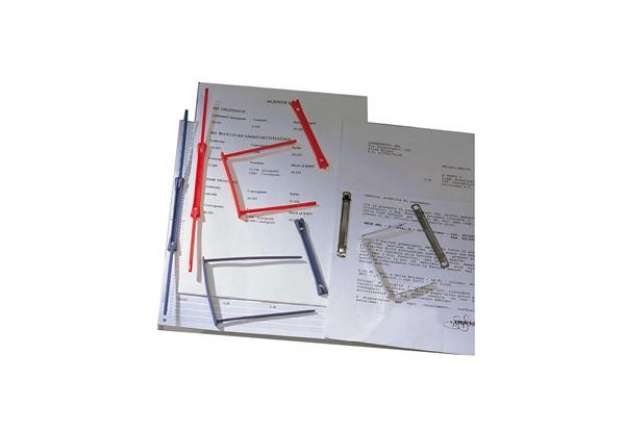 Immagine di Fastener fermafogli Data Clip - per tabulati - plastica - blu - King Mec - conf. 100 pezzi
