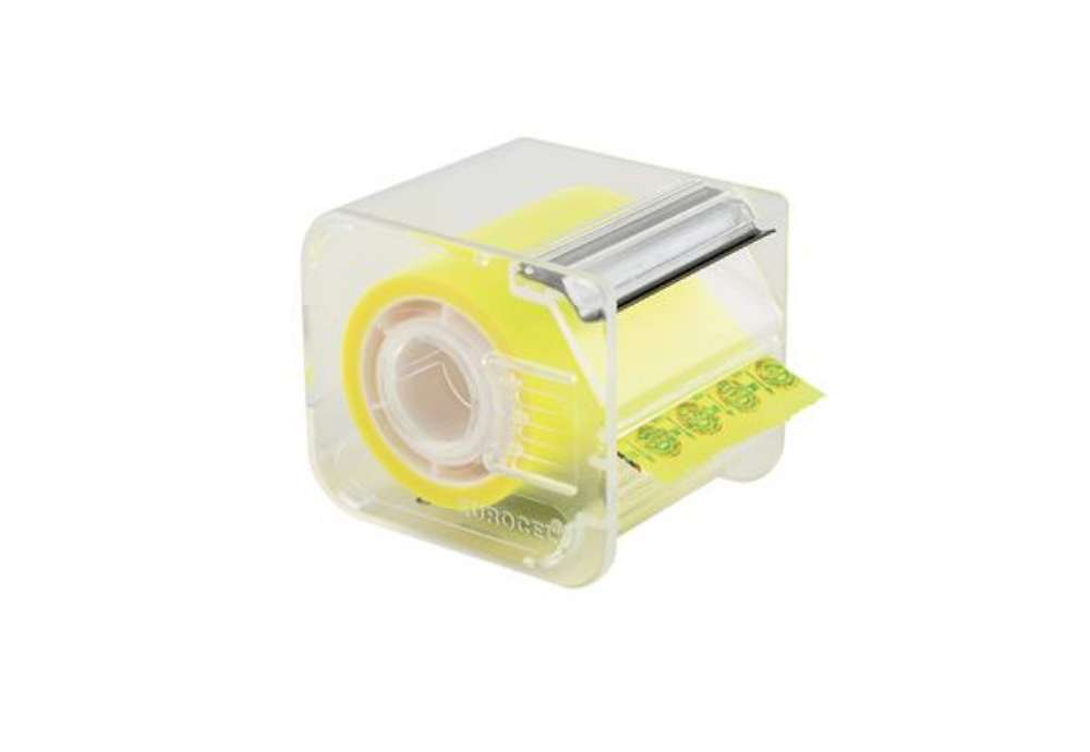 Immagine di Nastro adesivo con dispenser Memograph - 50 mm x 10 m - PVC - giallo - Eurocel