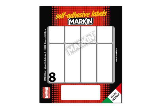 Immagine di Etichette adesive - in carta - permanenti - 70 x 27 mm - 8 et/fg - 10 fogli - bianco - Markin