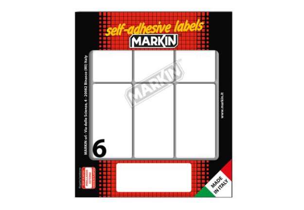 Immagine di Etichette adesive - in carta - permanenti - 70 x 37 mm - 6 et/fg - 10 fogli - bianco - Markin