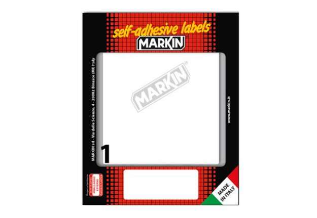 Immagine di Etichette adesive - in carta - permanenti - 142 x 110 mm - 1 et/fg - 10 fogli - bianco - Markin