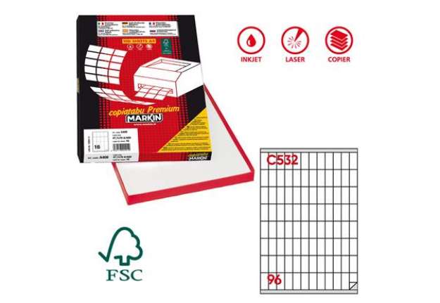 Immagine di Etichette adesive C/532 - in carta - permanenti - 16,3 x 35,4 mm - 96 et/fg - 100 fogli - bianco - M