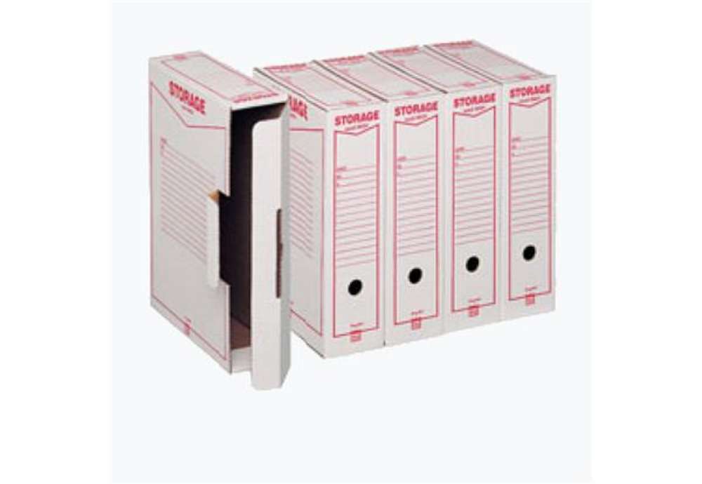 Immagine di Scatola archivio Storage - formato legale - 8,5 x 25,3 x 35,5 cm - bianco e rosso - Esselte Dox