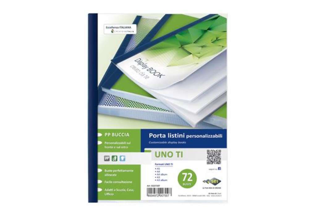 Immagine di Portalistini personalizzabile Uno TI - 22x30 cm - 72 buste - blu - Sei Rota