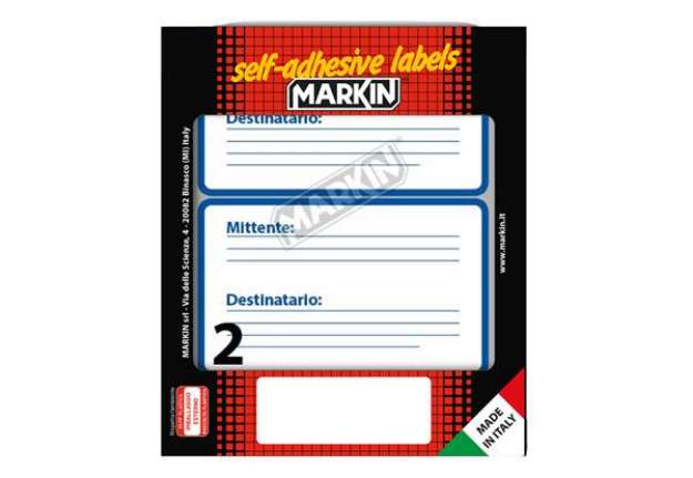 Immagine di Etichette adesive mittente/destinatario - in carta - permanenti - 115 x 70 mm - 2 et/fg - 10 fogli -