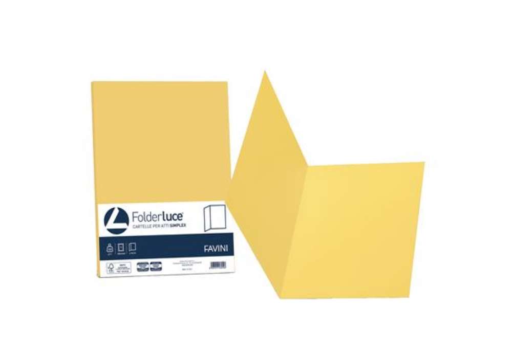 Immagine di Cartellina semplice Luce - 200 gr - A4 - giallo sole - cartoncino bristol - Favini - conf. 50 pezzi