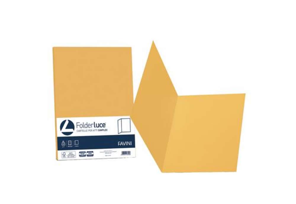 Immagine di Cartellina semplice Luce - 200 gr - A4 - giallo oro - cartoncino bristol - Favini - conf. 50 pezzi