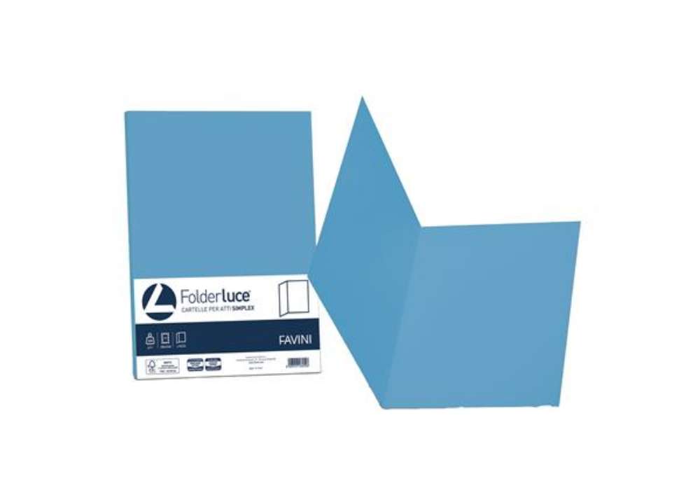 Immagine di Cartellina semplice Luce - 200 gr - A4 - azzurro - cartoncino bristol - Favini - conf. 50 pezzi