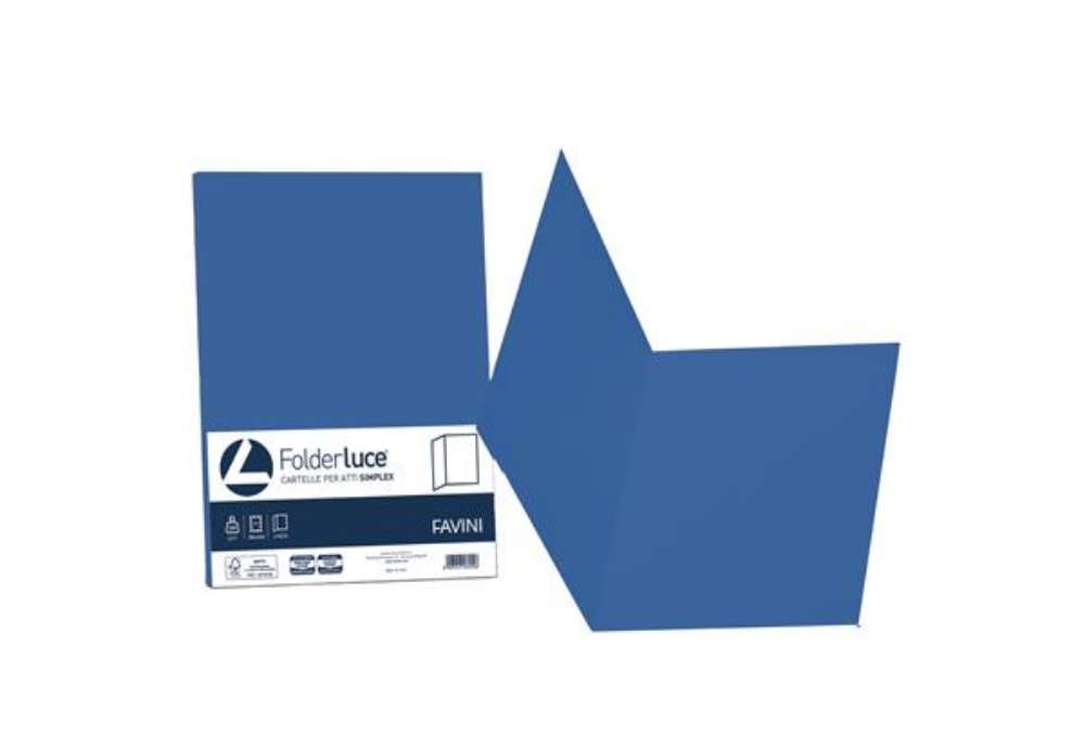 Immagine di Cartellina semplice Luce - 200 gr - A4 - blu prussia - cartoncino bristol - Favini - conf. 50 pezzi