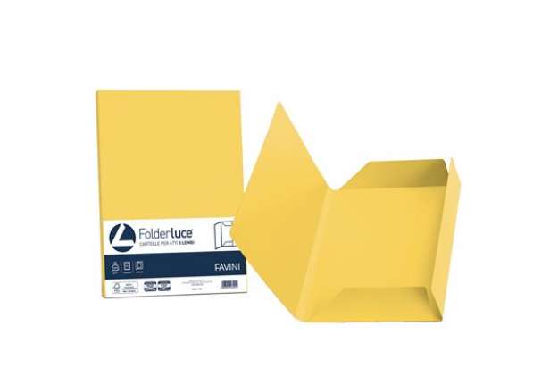 Immagine di Cartelline 3 lembi Luce - 200 gr - 24,5x34,5 cm - giallo sole - Favini - conf. 25 pezzi