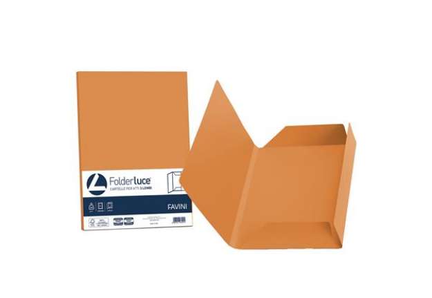 Immagine di Cartelline 3 lembi Luce - 200 gr - 24,5x34,5 cm - arancio - Favini - conf. 25 pezzi