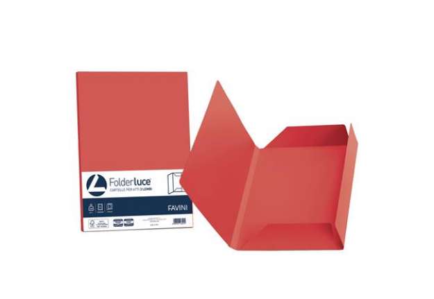 Immagine di Cartelline 3 lembi Luce - 200 gr - 24,5x34,5 cm - rosso scarlatto - Favini - conf. 25 pezzi