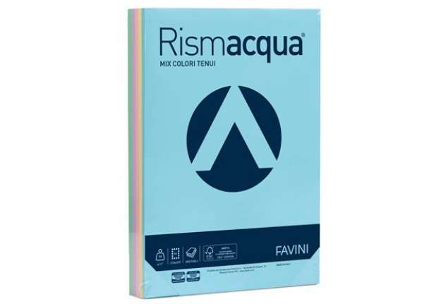 Immagine di Carta Rismacqua - A4 - 90 gr - mix 5 colori - Favini - conf. 300 fogli