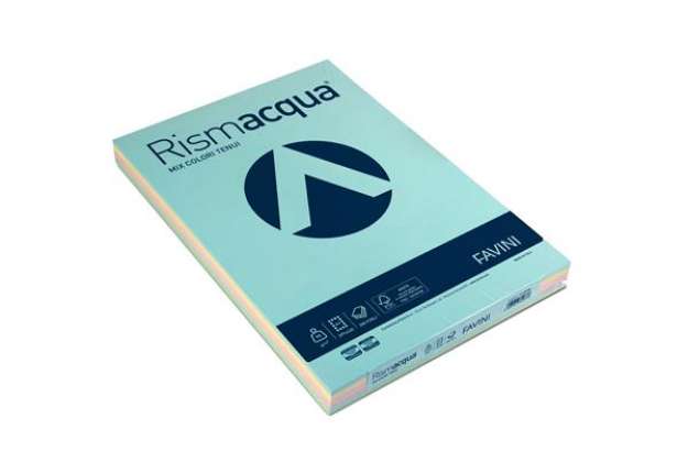 Immagine di Carta Rismacqua - A3 - 90 gr - mix 5 colori - Favini - conf. 300 fogli