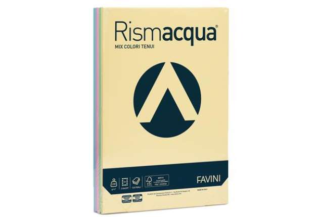 Immagine di Carta Rismacqua - A4 - 200 gr - mix 5 colori - Favini - conf. 125 fogli