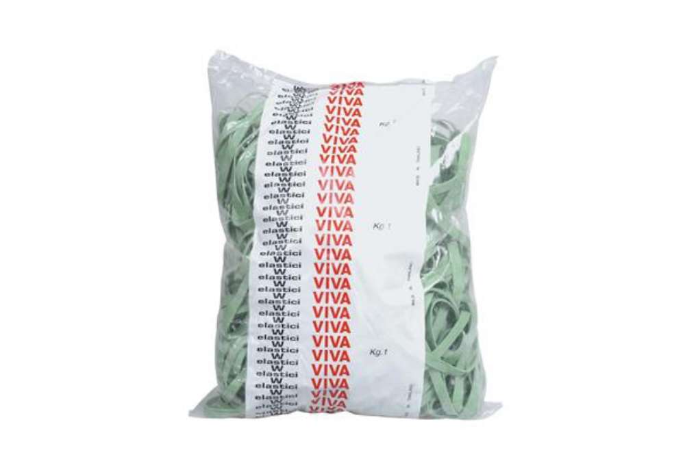 Immagine di Elastici fettuccia - diametro 7 x 0,5 cm - 1 kg - gomma - verde - Viva