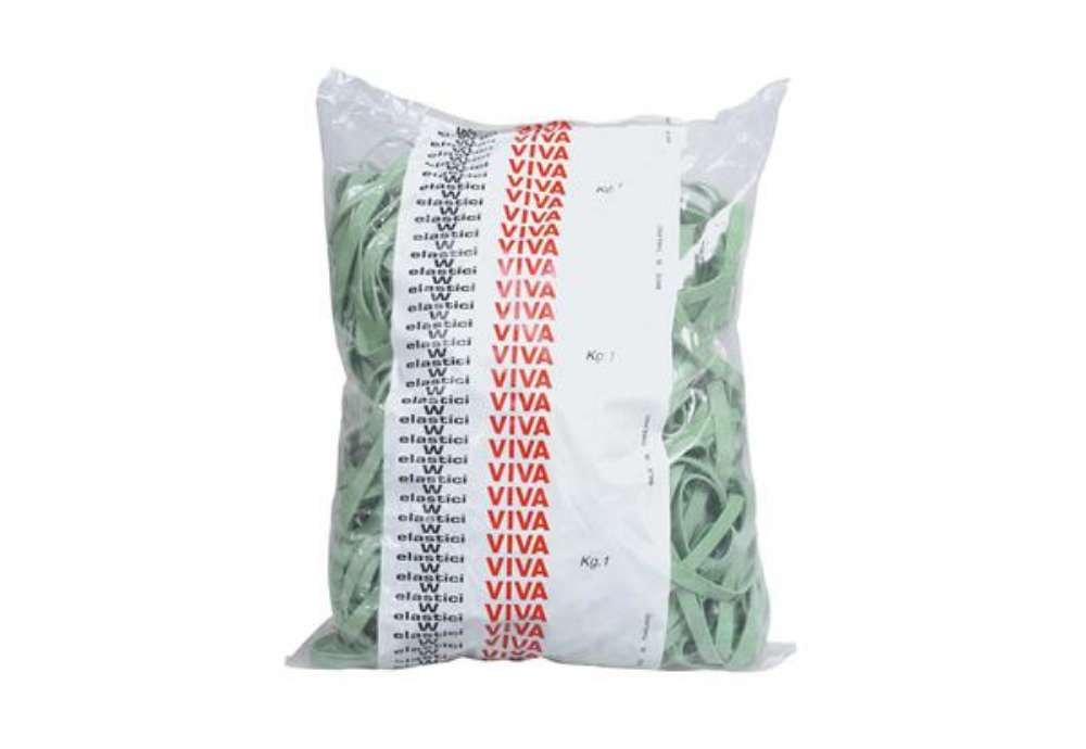 Immagine di Elastici fettuccia - diametro 7 x 0,8 cm - 1 kg - gomma - verde - Viva