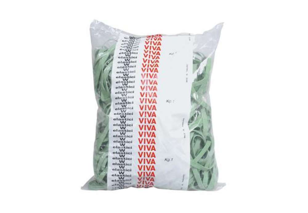 Immagine di Elastici fettuccia - diametro 12 x 0,8 cm - 1 kg - gomma - verde - Viva