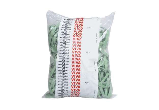 Immagine di Elastici fettuccia - diametro 15 x 0,8 cm - gomma - 1 kg - verde - Viva
