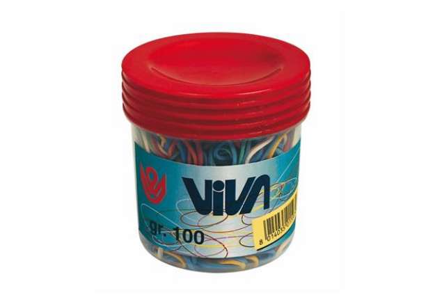 Immagine di Elastici ad anello - misure e colori assortiti - barattolo 100 gr - gomma - Viva