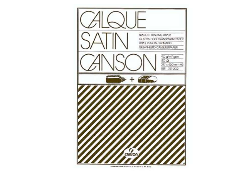 Immagine di Blocco carta lucida satinata per disegno manuale - A3 - 50 fogli - 90gr - Canson