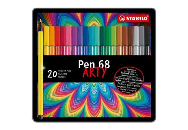 Immagine di Pennarelli Pen 68 - colori assortiti - Stabilo - scatola in metallo 20 pezzi