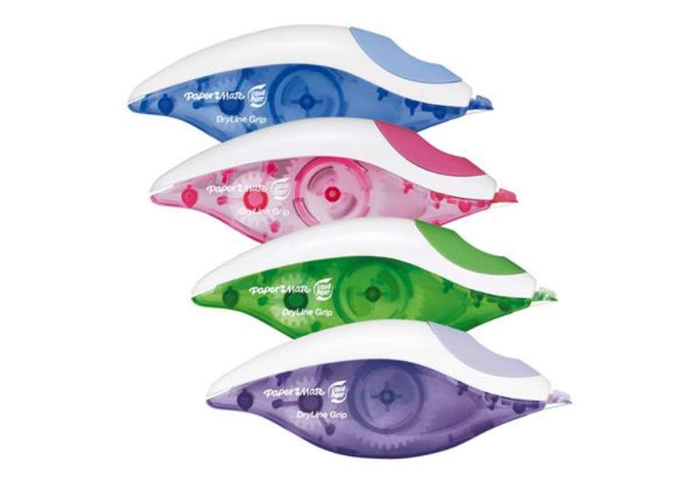 Immagine di Correttore a nastro Dryline Grip - 5mm x 8,5mt - colori assortiti - Papermate