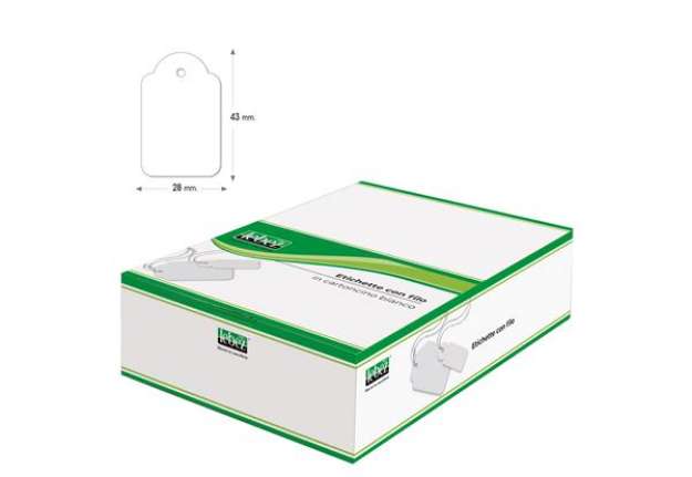 Immagine di Etichette con filo A391 - 28 x 43 mm - bianco - Lebez - conf. 500 pezzi