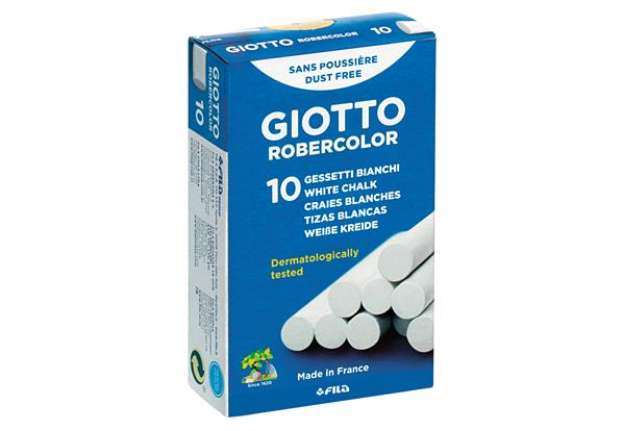 Immagine di Gessetti Robercolor - lunghezza 80mm con diametro 10mm - bianco - Giotto - Scatola 10 gessetti tondi