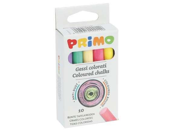 Immagine di Gessetti tondi - ? 9x80 mm - colorati - Primo - Scatola 10 gessetti tondi