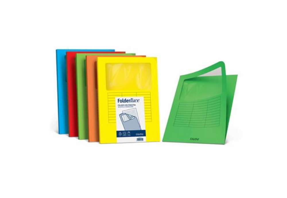 Immagine di Cartellina a L con finestra - 140 gr - A4 - arancione - Favini - conf. 10 pezzi