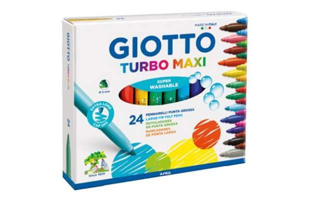 Immagine di Pennarelli Turbomaxi - punta ø5mm - colori assortiti - Giotto - astuccio 24 pezzi