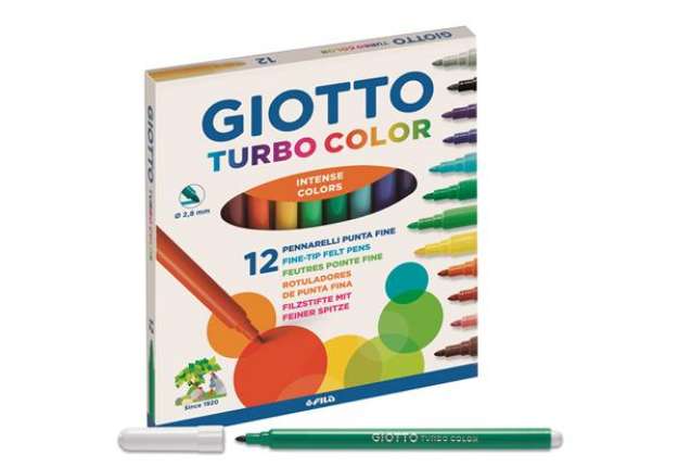Immagine di Pennarelli Turbo Color - punta ø2,8mm - colori assortiti - Giotto - astuccio 12 pezzi