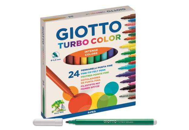 Immagine di Pennarelli Turbo Color - punta ø2,8mm - colori assortiti - Giotto - astuccio 24 pezzi