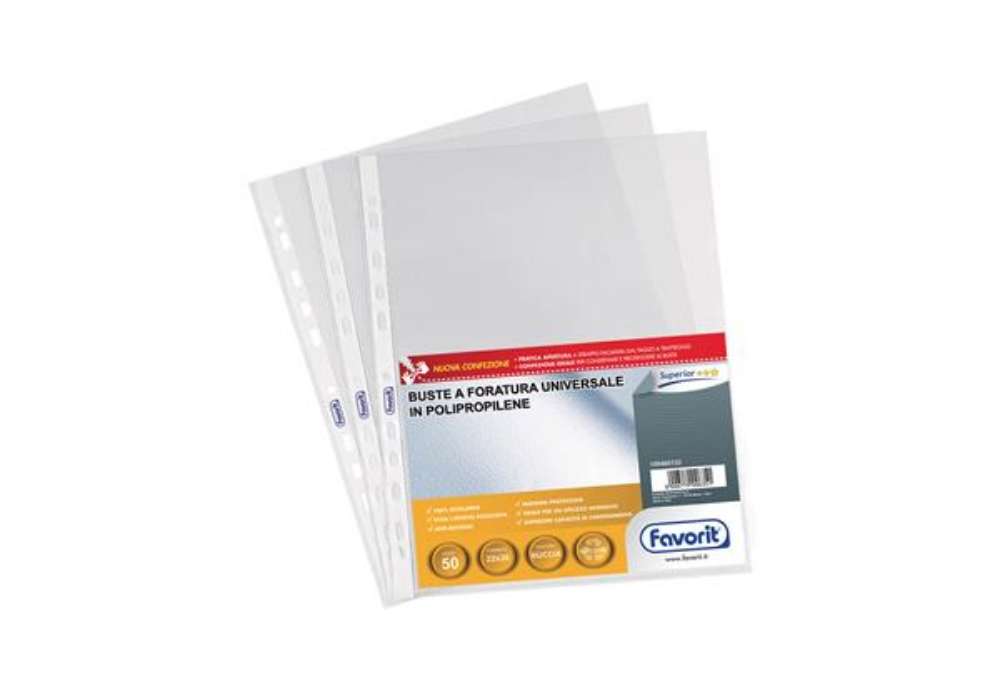 Immagine di Buste forate Special PP - Superior - buccia - 22 x 30 cm - trasparente - Favorit - conf. 50 pezzi