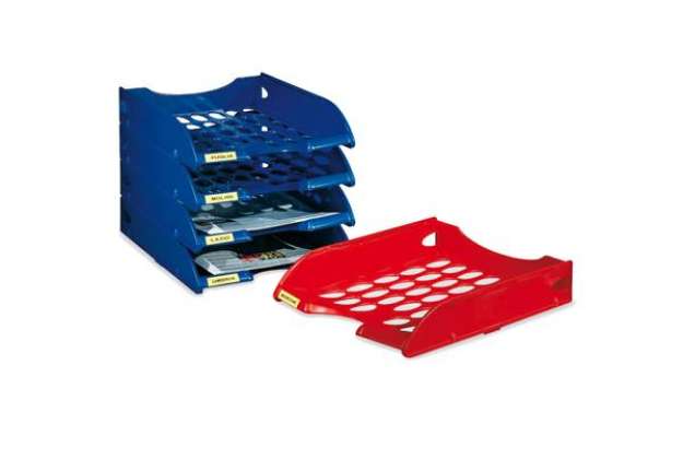 Immagine di Vaschetta portacorrispondenza forata E040 - 26 x 34,5 x 6,5 cm - blu - Fellowes