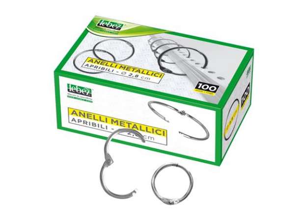 Immagine di Anelli metallici - 2,8 cm - per rilegatura - Lebez - conf. 100 pezzi