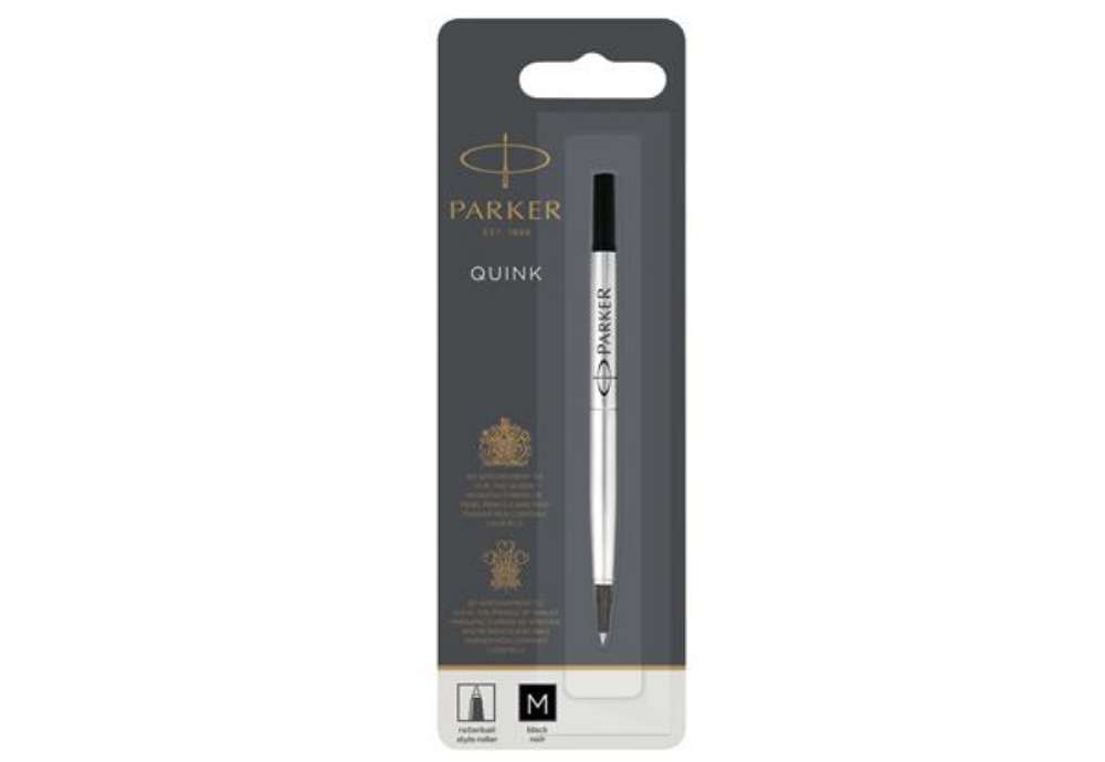 Immagine di Refill roller Quink standard - punta fine - metallo - nero - Parker