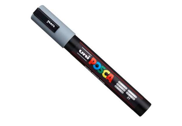 Immagine di Marcatore a base d'acqua Uni Posca PC5M  - punta tonda media da 1,8mm a 2,5mm - grigio - Uni Mitsubi
